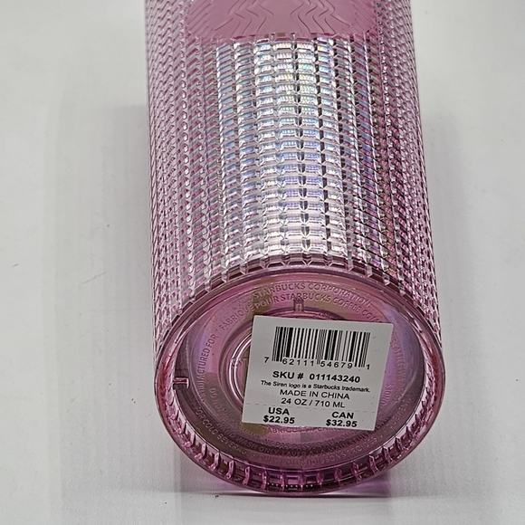 pink bubblegum grid 24 ounce venti tumbler with yellow straw ☆☆ new☆☆ - Picture 11 of 16